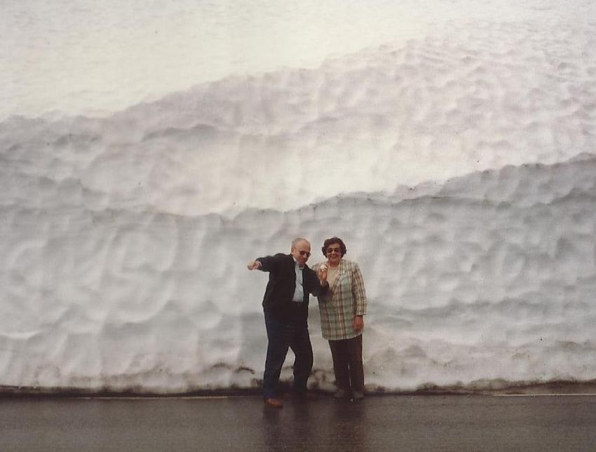 Jean and Clarice in Scandinavia Throwing a Snowball